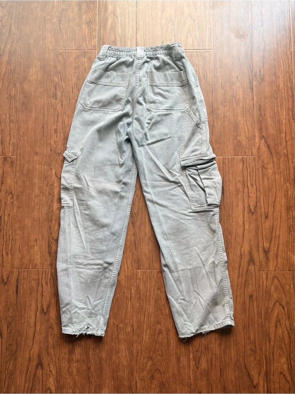 Garage Grey 100% Cotton Cargo Pants Small / Petite High Waisted Wide Leg